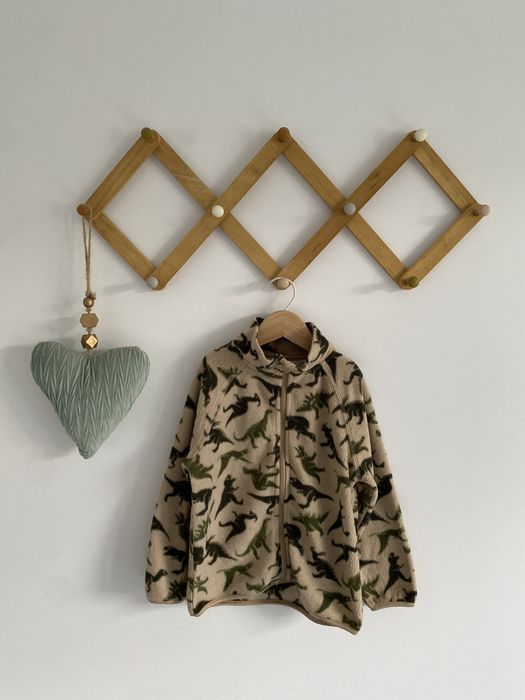 Bluza polar h&m 104 na suwak dinozaury khaki