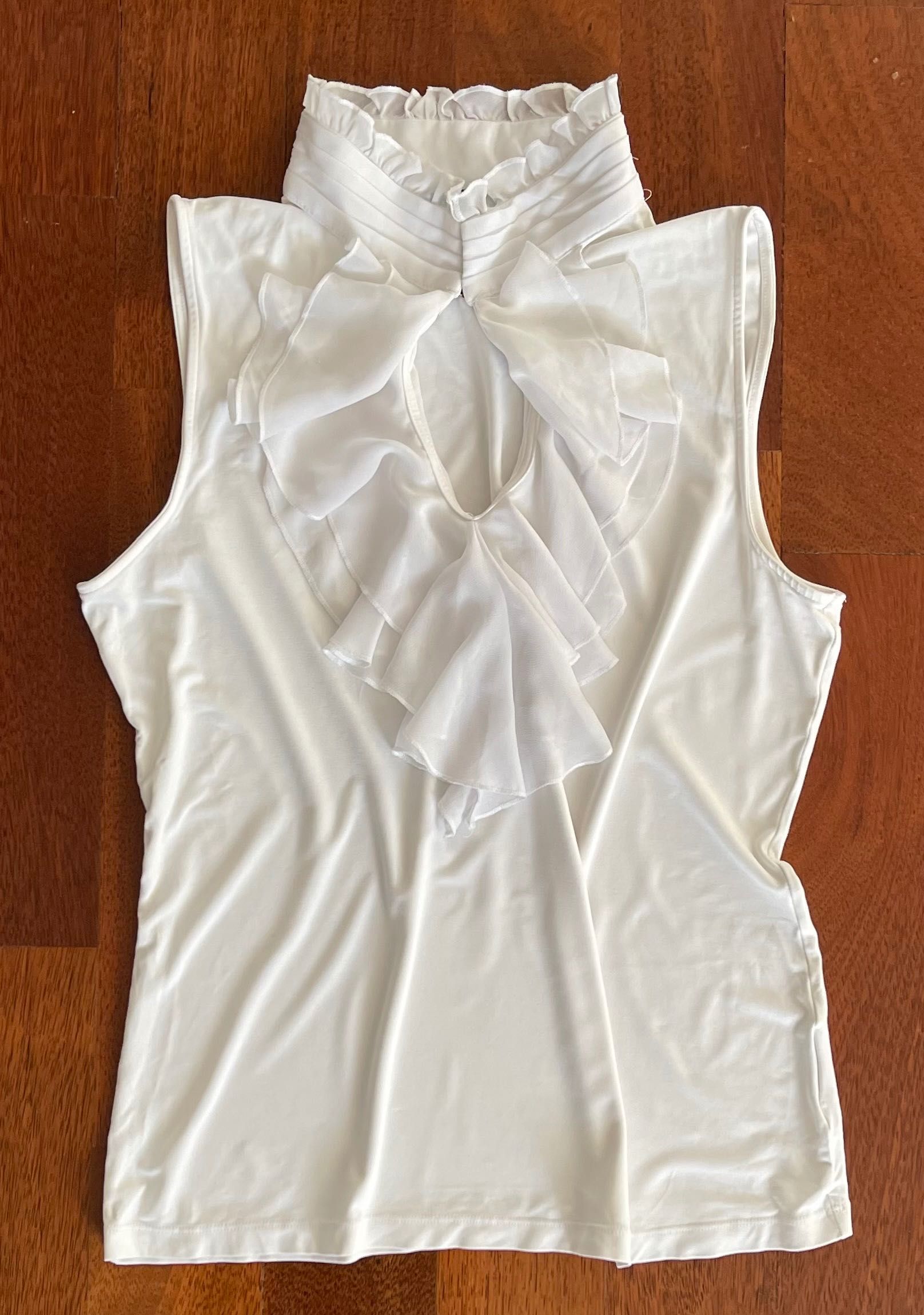 Elegancka bluzka, Ralph Lauren, biała, żabot, 40/L