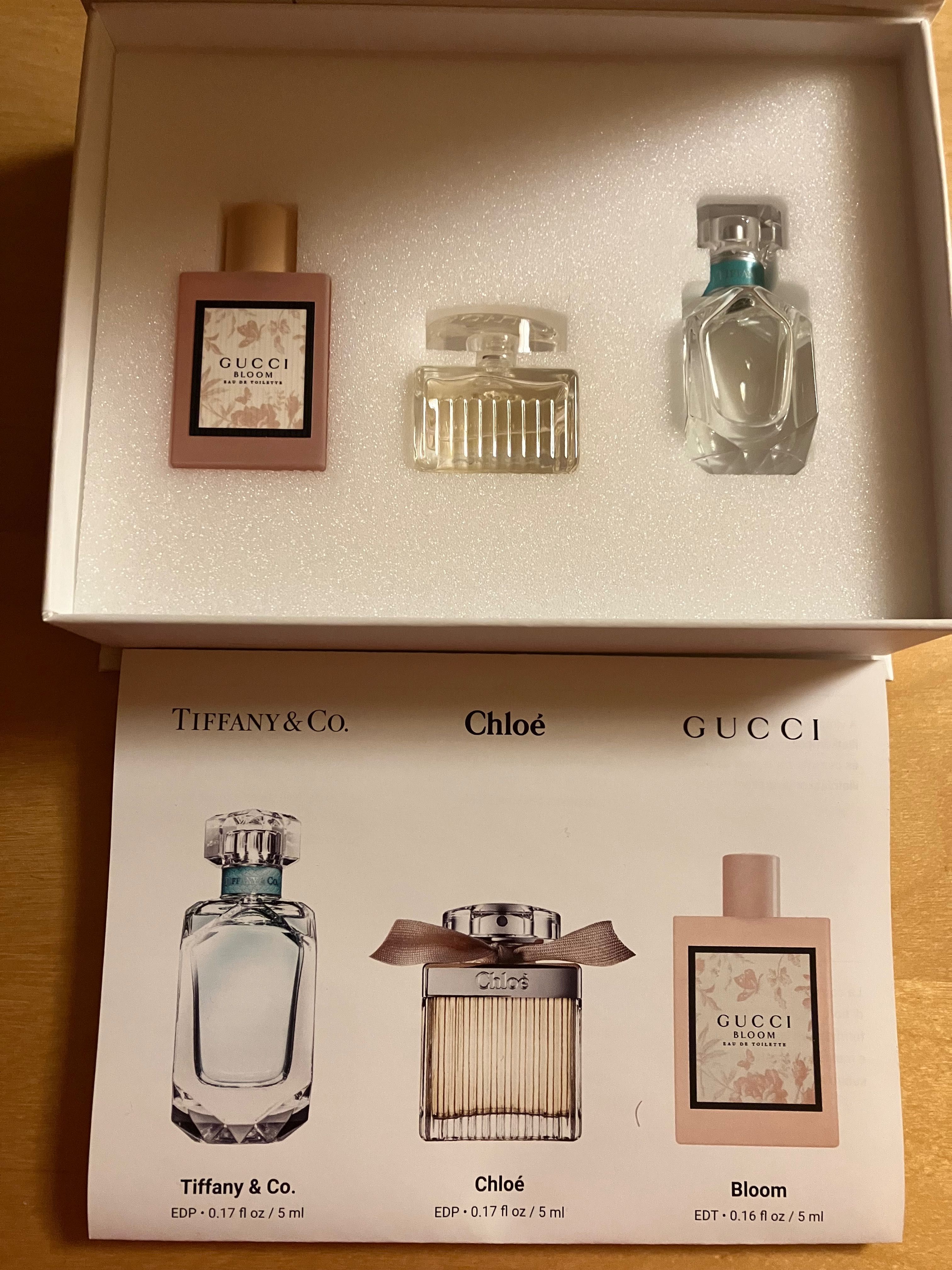 Zestaw miniatur miniaturek perfum Chloe Tiffany Gucci