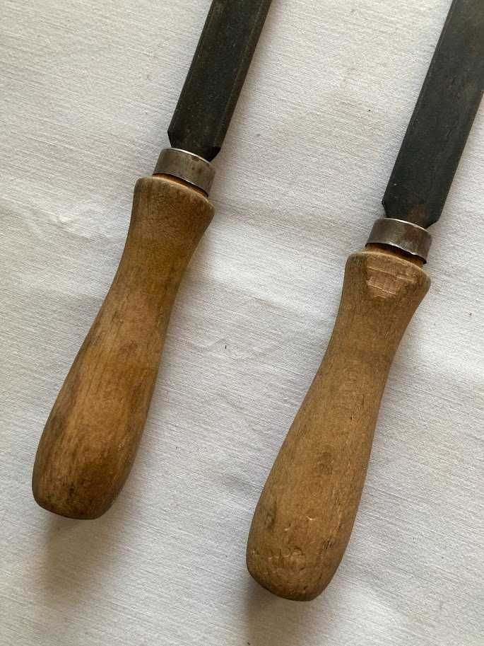 Dłuta stolarskie długie żłobaki dłuto płaskie i wklęsłe duże 20 cm PRL