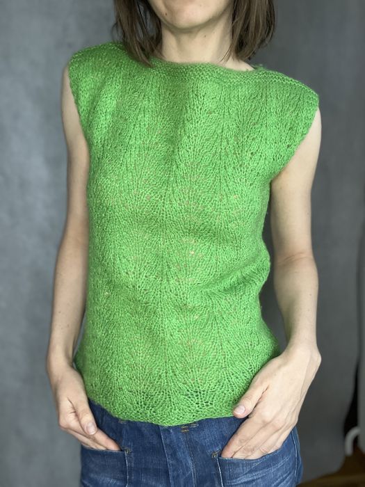 Kamizelka damska bluzka dzianina handmade S