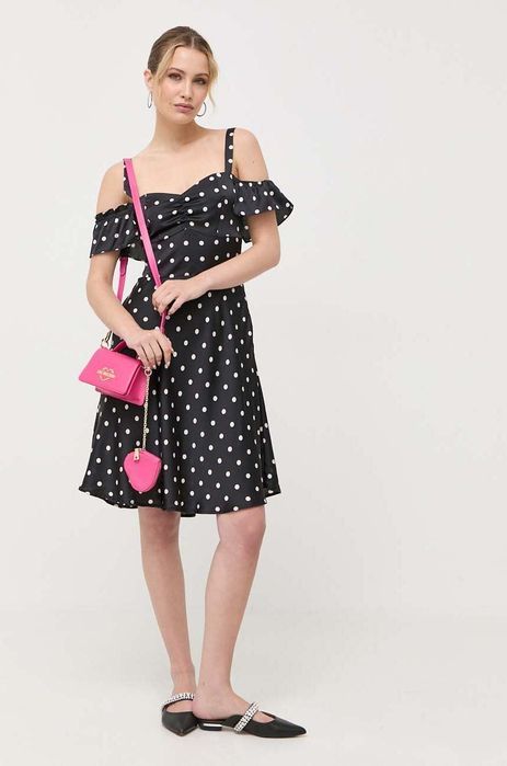 Sukienka czarna w grochy Guess L