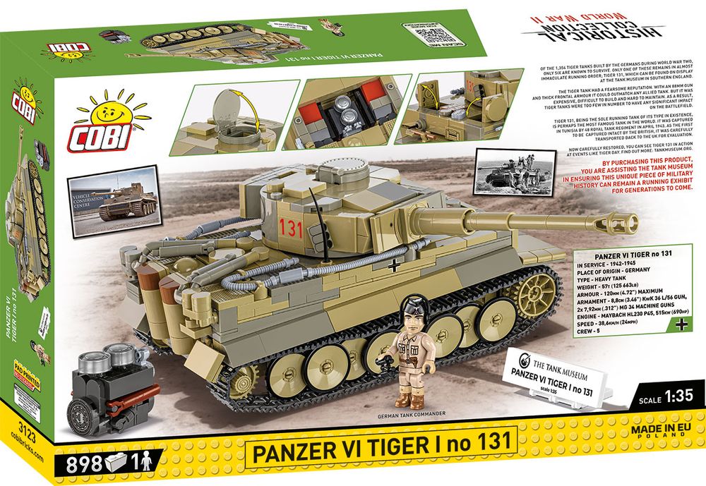 Klocki Cobi 3123 Czołg Pzkpfw VI TIGER Tygrys 131 Hc Ww2 898 El.