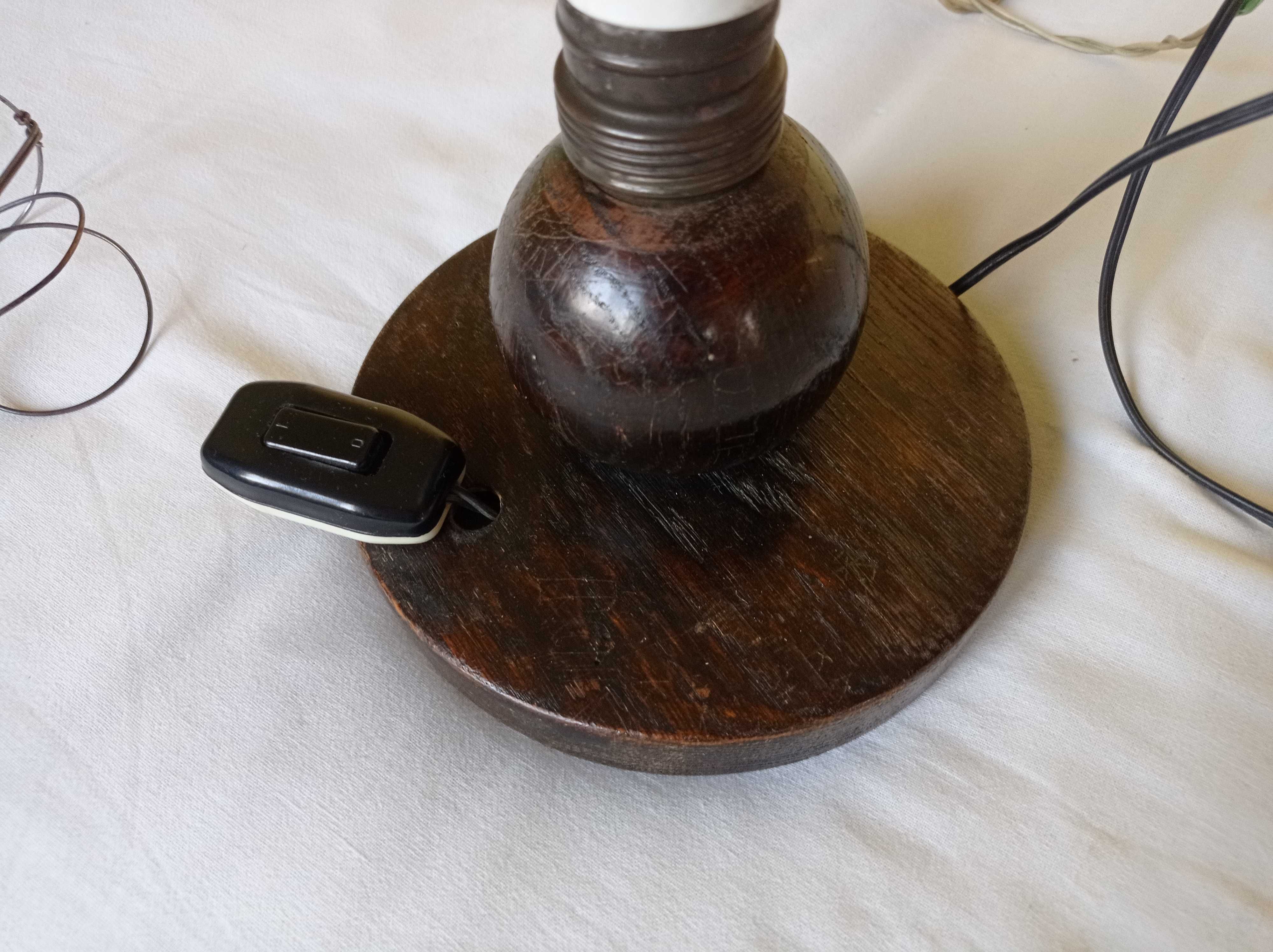 Lampa drewniana Vintage nocna na biurko lampka stara oryginalna