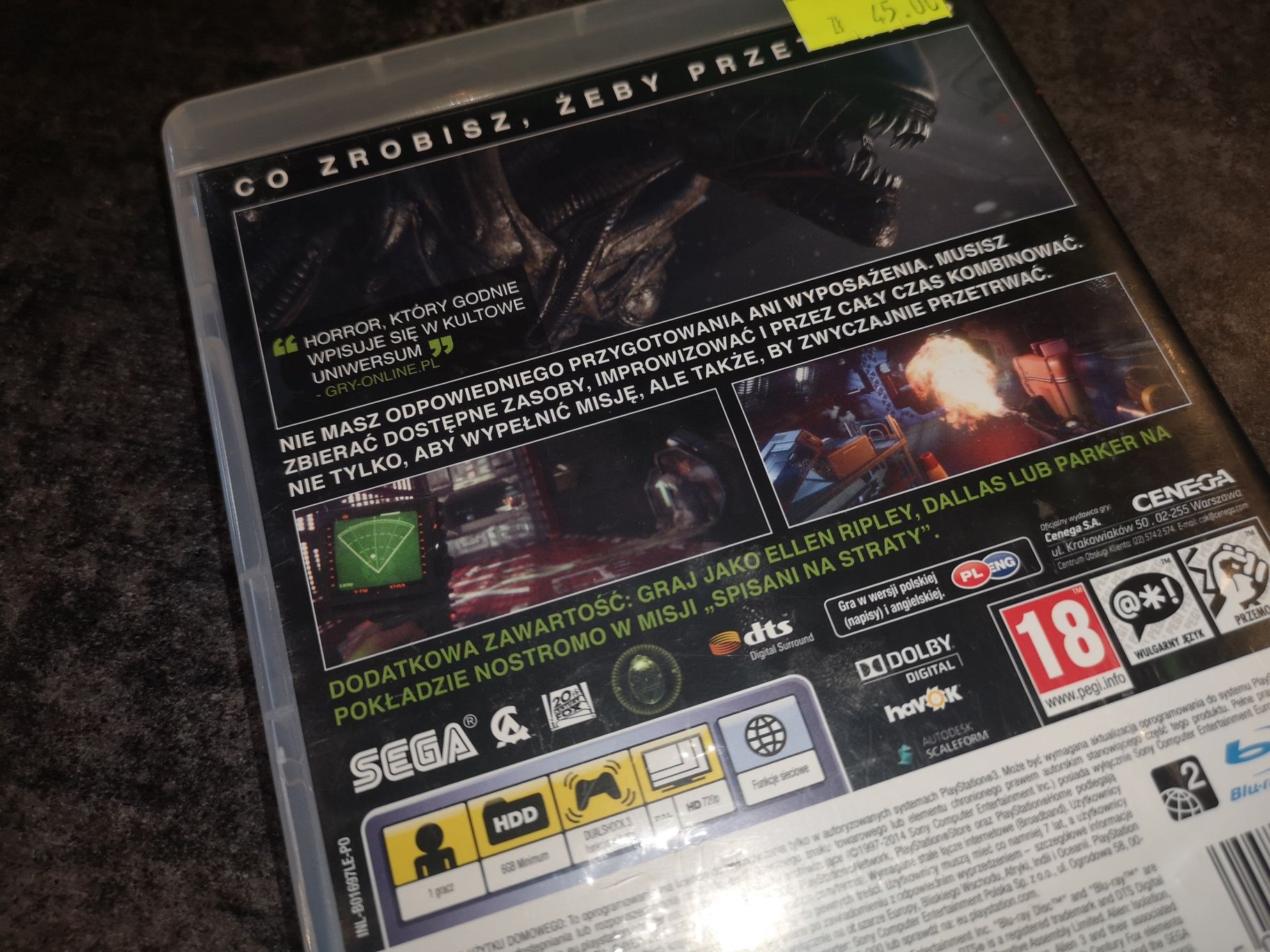 Alien PS3 Obcy Izolacja PS3 gra PL (możliwość wymiany) kioskzgrami