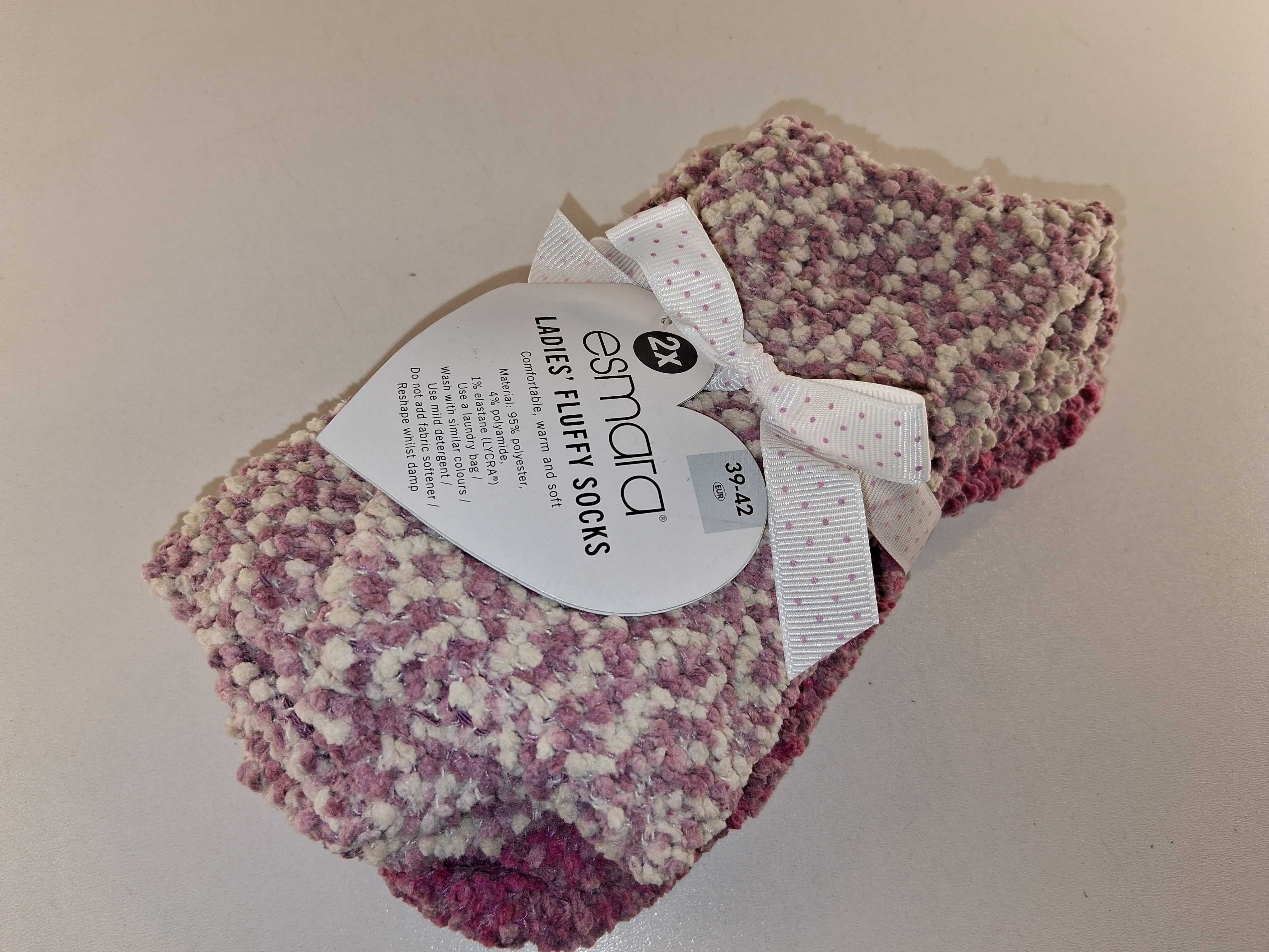 A142 Zestaw 2 Pary Esmara Ladies Fluffy Socks Puszyste Skarpety 39-42