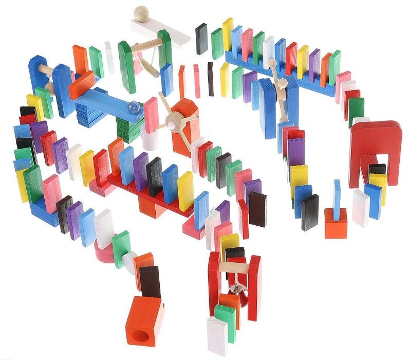 drewniane DOMINO konstrukcyjne / KULODROM - 407 ELEMENTÓW