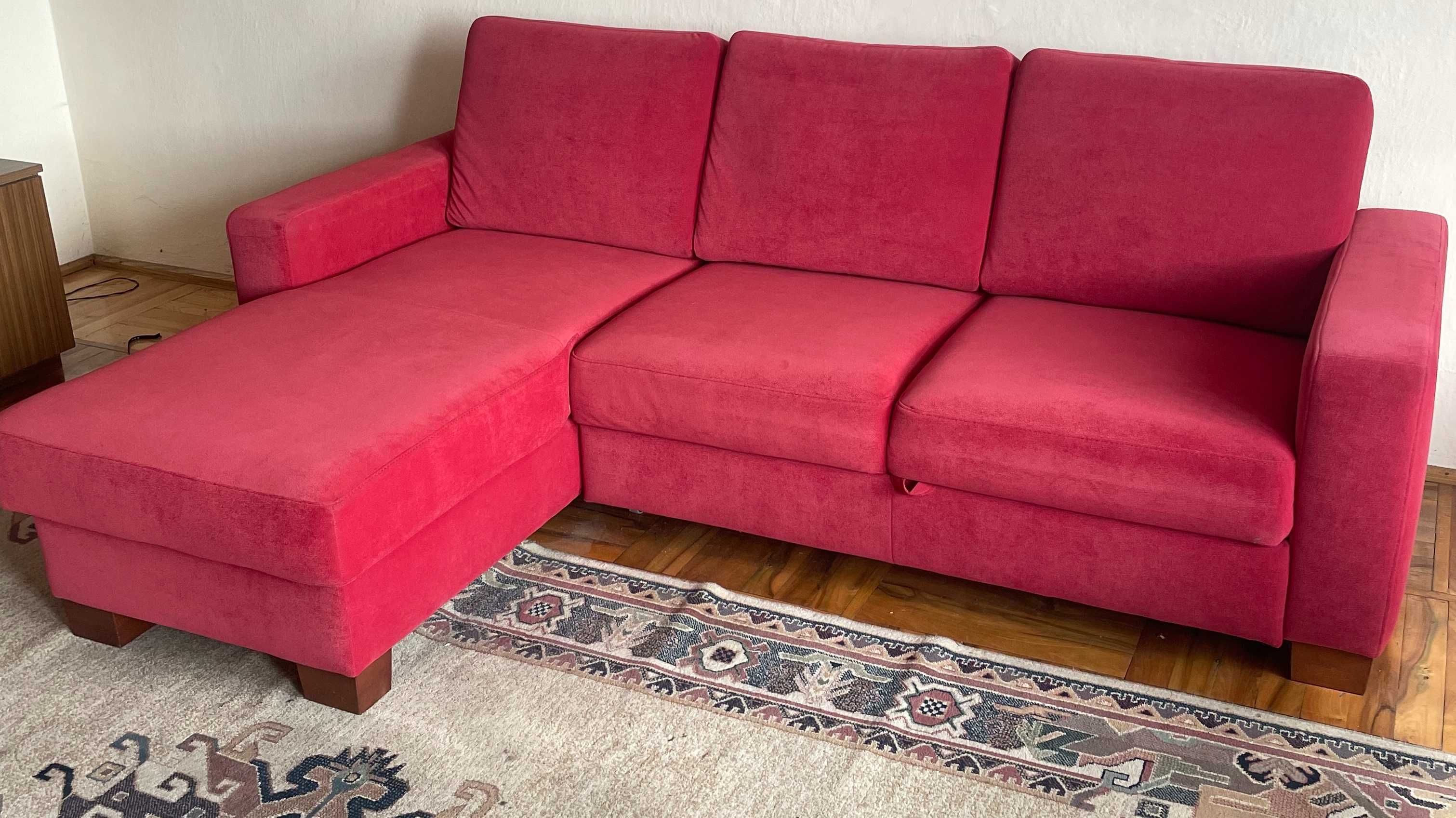Narożnik kanapa sofa z funkcją spania pojemnik na pościel