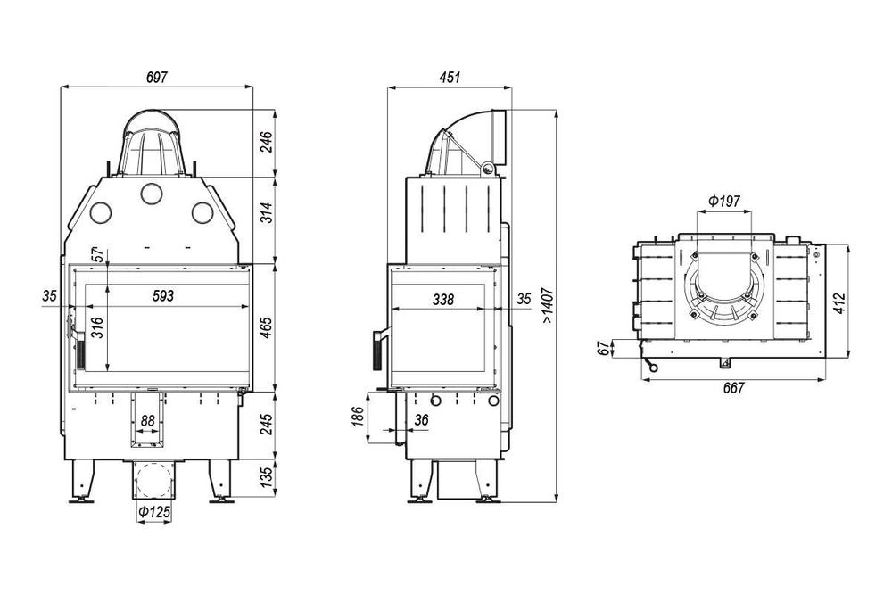 Wkład kominkowy DEFRO INTRA SM BP / BL MINI 10KW
