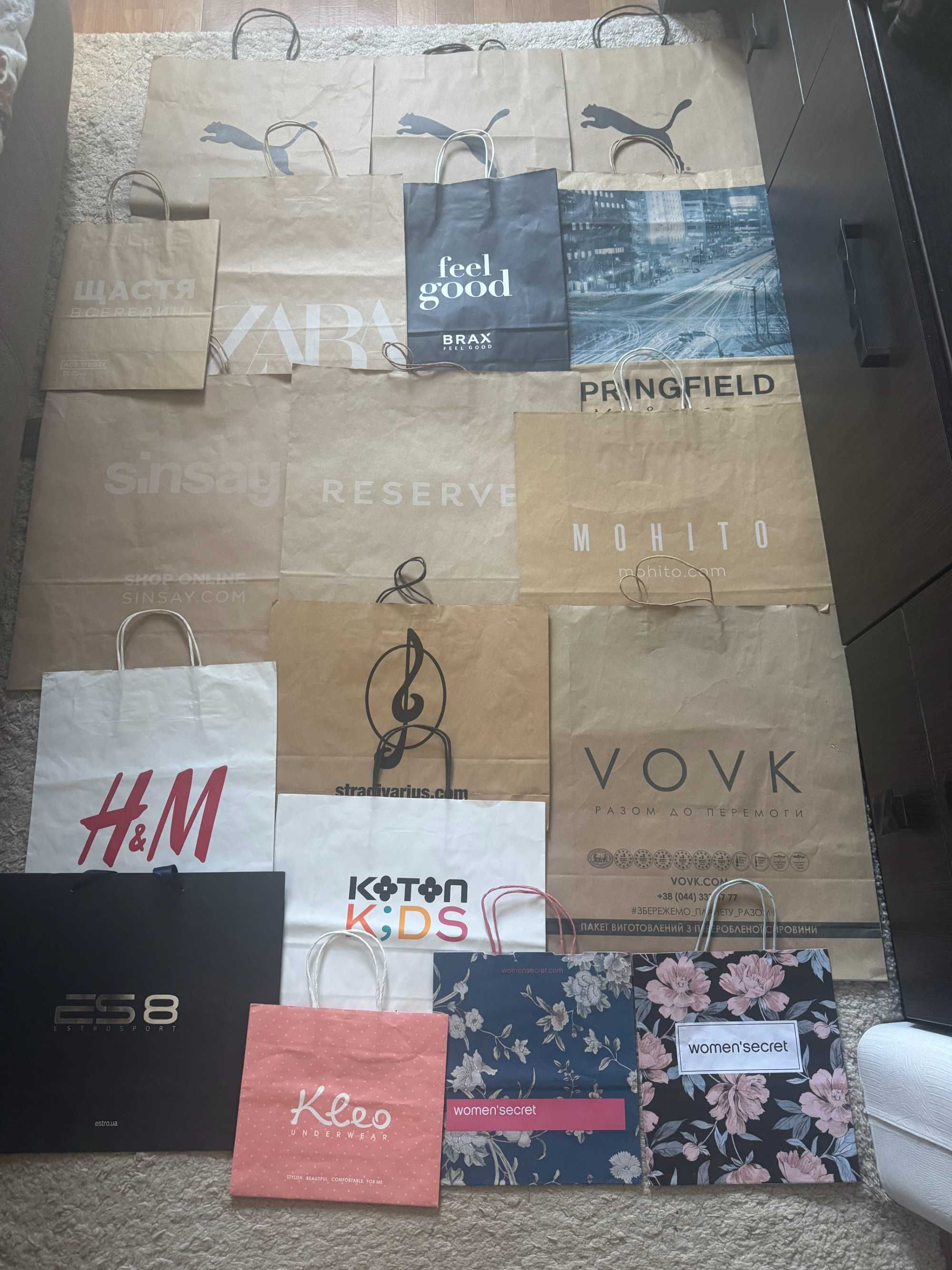 Брендовые пакеты Armani Massimo Zara Boss Adidas Puma Chicco Lacosta