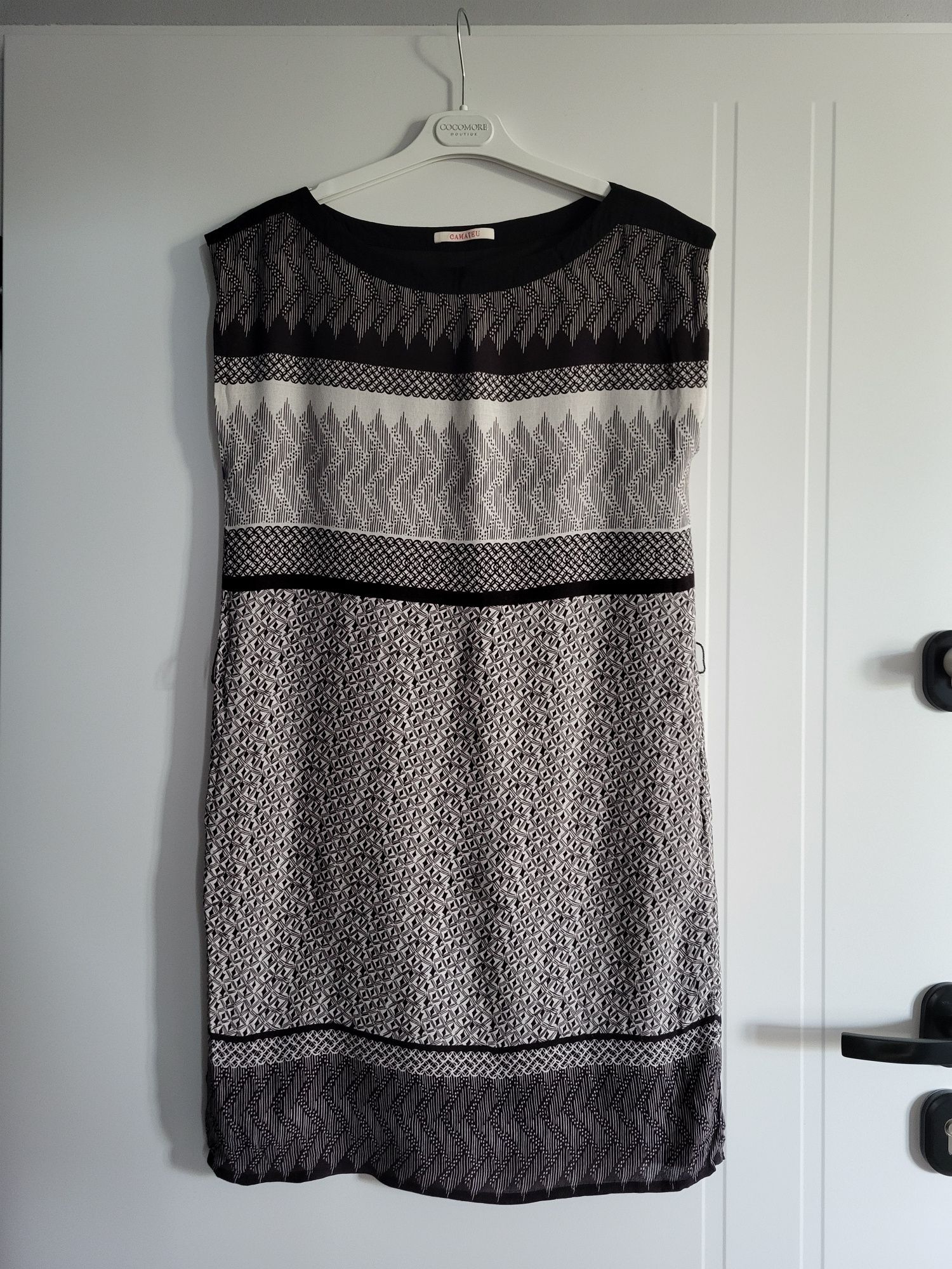 Letnia sukienka w czarno-białe wzory rozmiar M, Camaieu