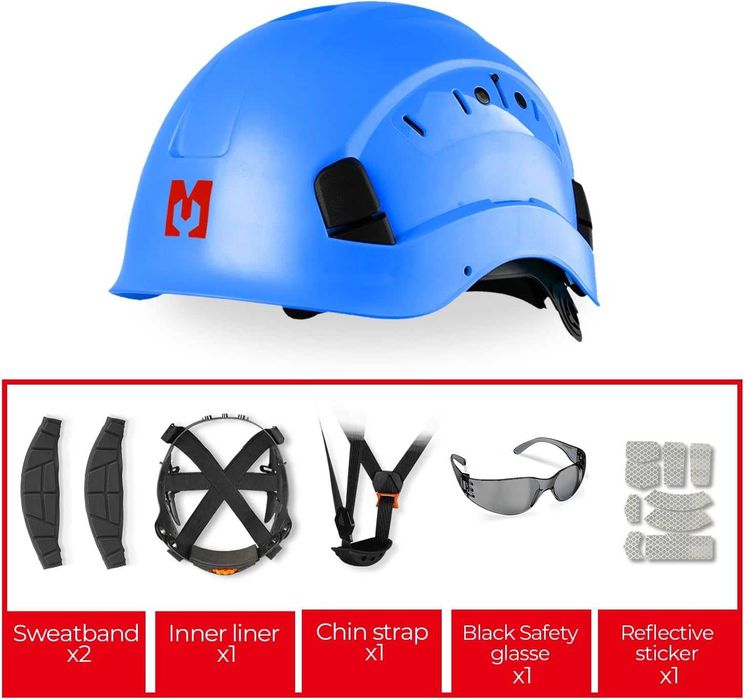 Kask ochronny, hełm ochronny EN397 z okularami przeciwmgłowymi 53–63cm