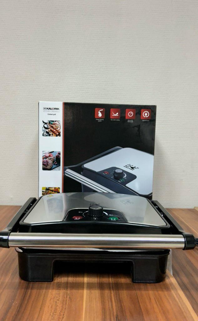 Grill elektryczny Kalorik 2000 W odprowadzanie tłuszczu srebrny/szary