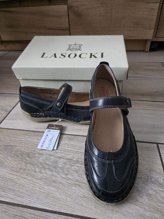 Lasocki półbuty buty baleriny  skóra naturalna r.38