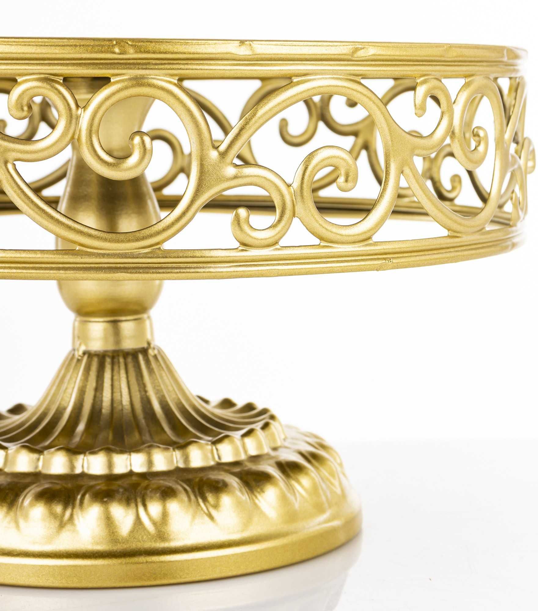Patera taca złota metalowa 15x26 cm szklana glamour dekoracja pałacowa