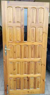 Drzwi zewnętrzne wejściowe drewniane sosnowe 94x200 cm