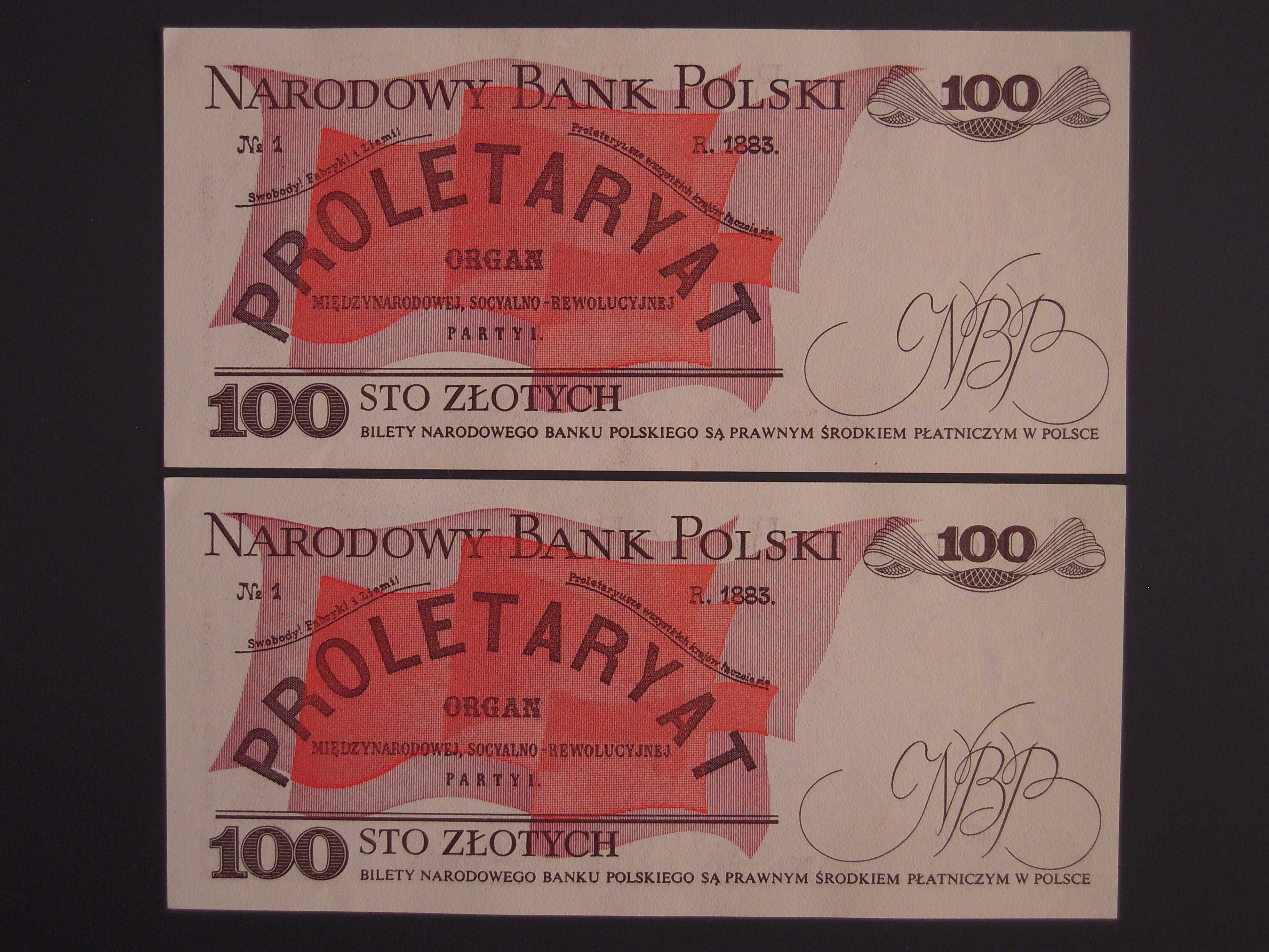 Banknoty PRL 100 zł - Ludwik Waryński - seria SU z 1 grudnia 1988 r.