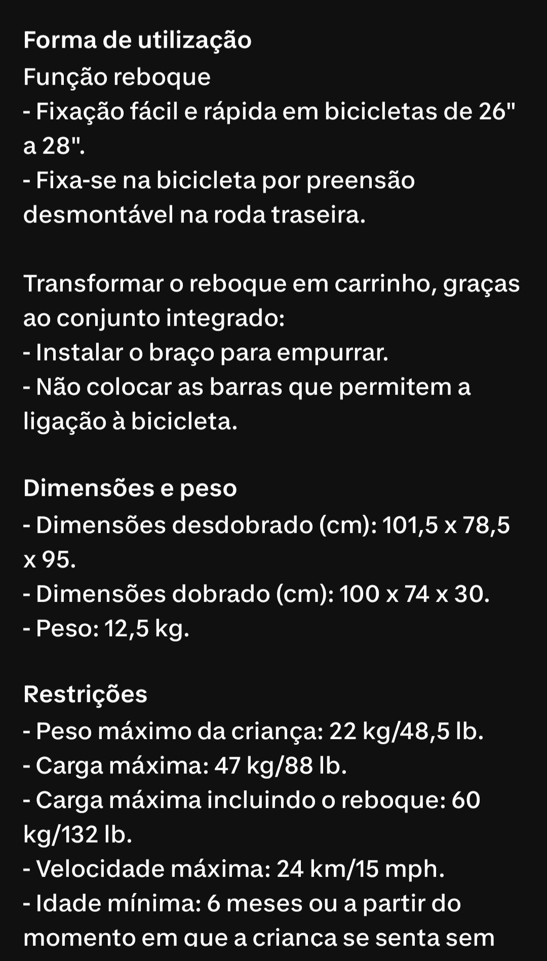 Reboque Bicicleta (transporte crianças)