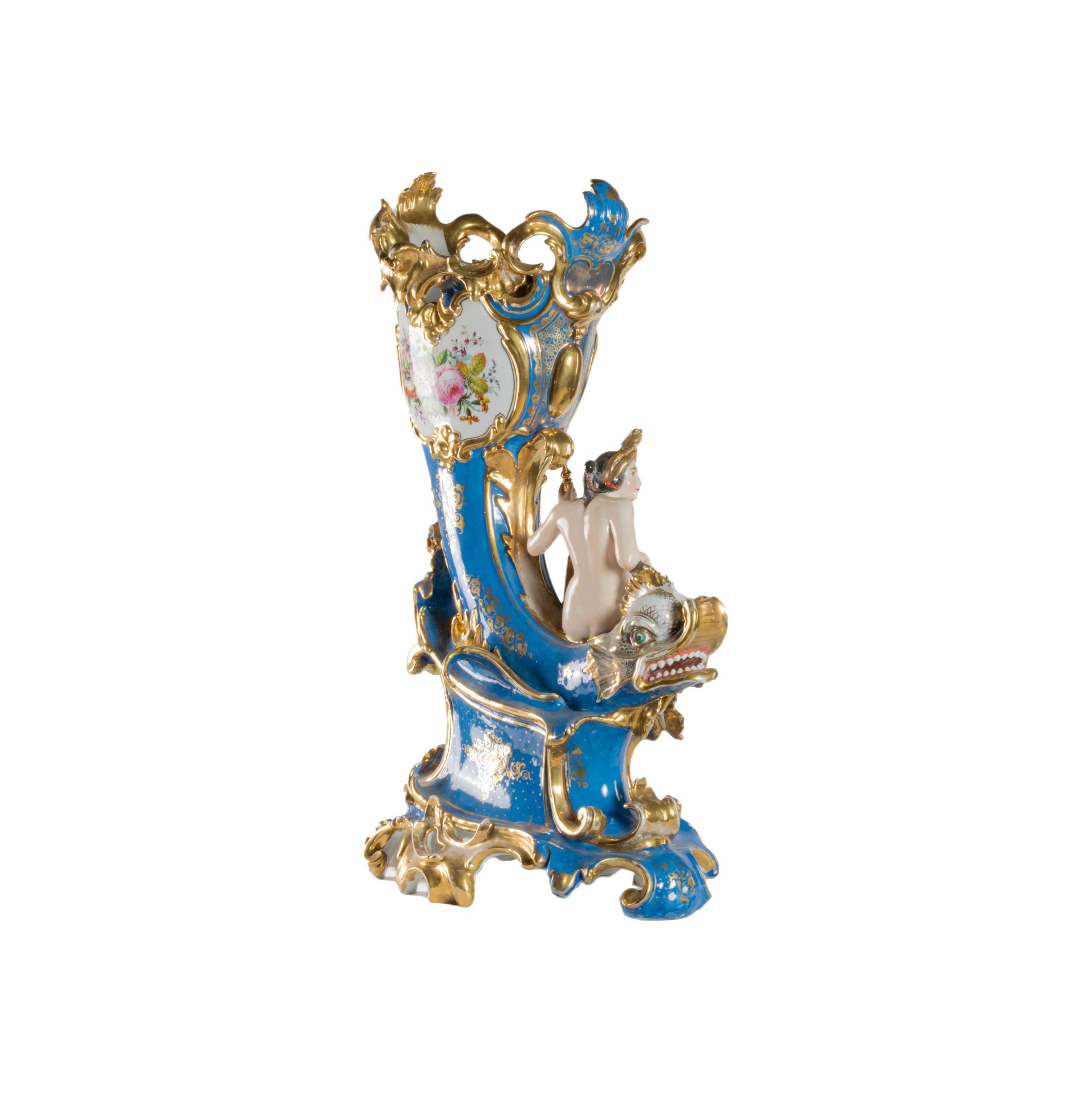 Vaso porcelana dourada dragão | estilo rococó