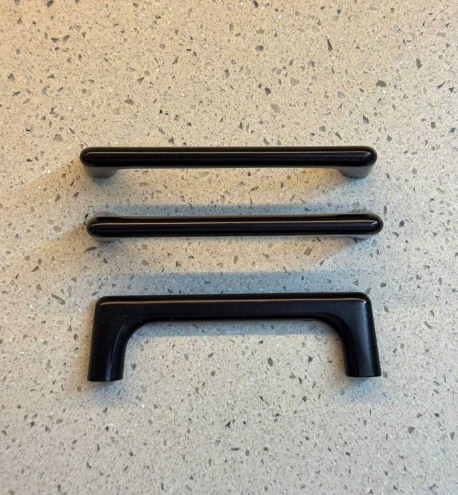 Ручки металеві для меблів, кухонні чорні матові 12 см, 12 шт