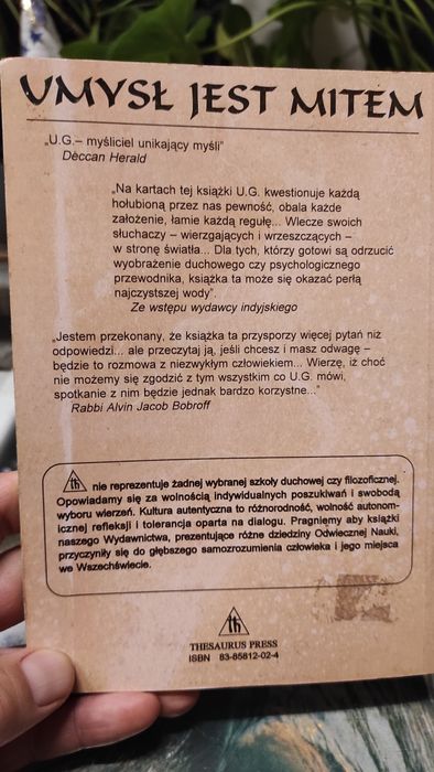 Książka Umysł jest mitem Thesaurus Press 1 wydanie