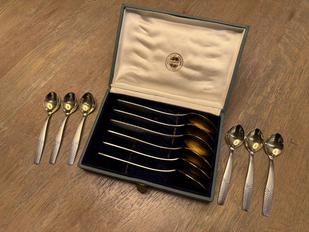 Zestaw łyżeczek w pudełku 6+6 Art Deco ZSRR