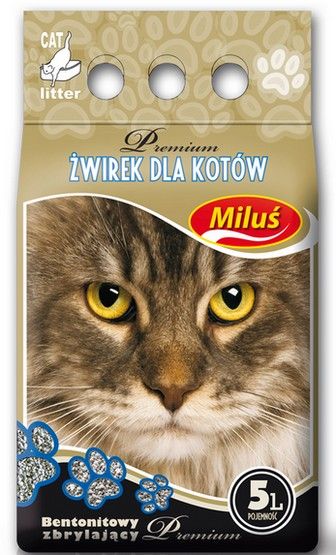 Drobny żwirek bentonitowy dla kota pochłaniający zapachy - Miluś 5L