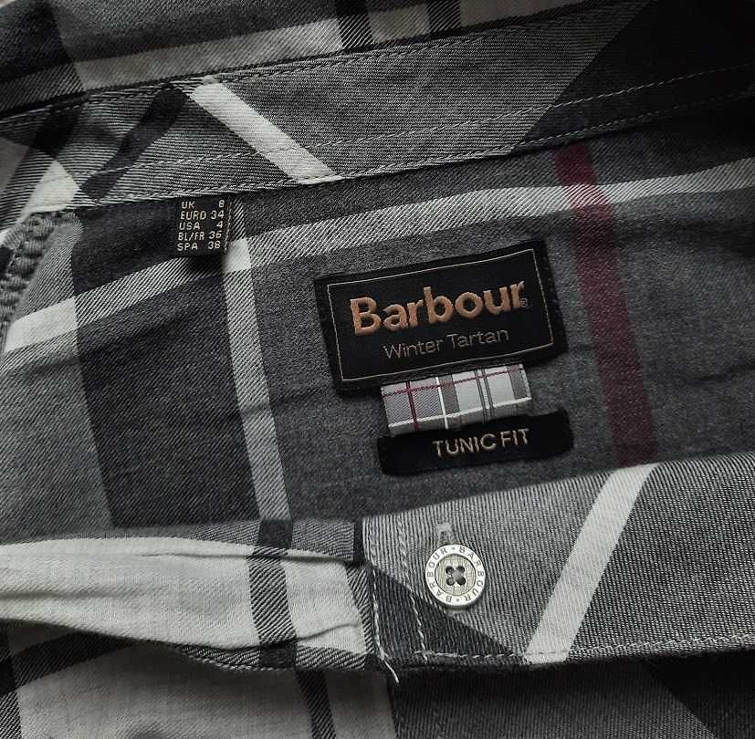 Barbour idealna oryginał logowana krata koszula tunika szara XS S S/M