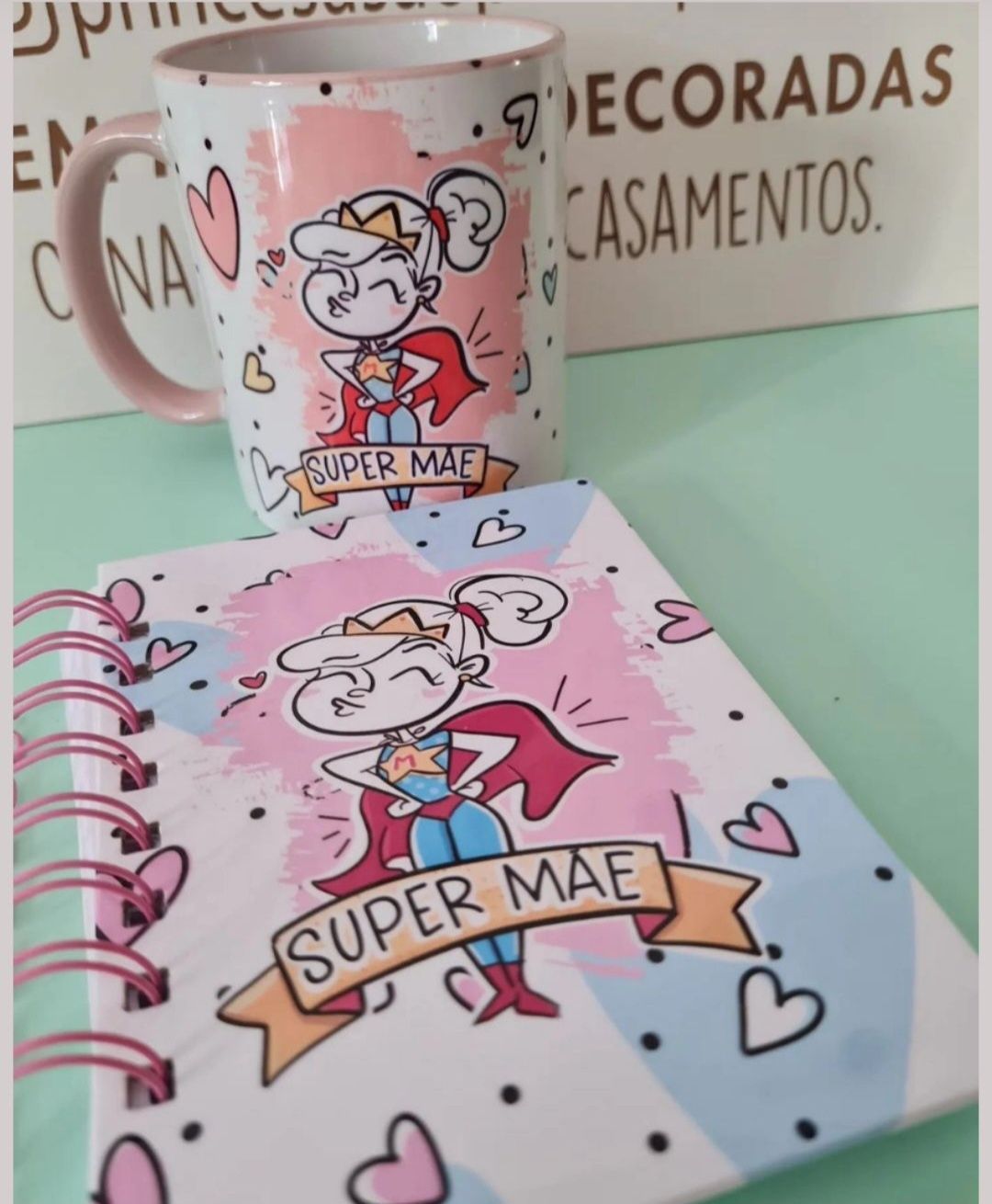 Caneca e bloco personalizado