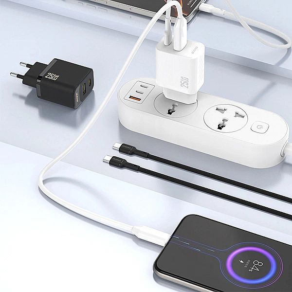 Ładowarka Dudao A26T GaN 25W USB-A, USB-C - biała