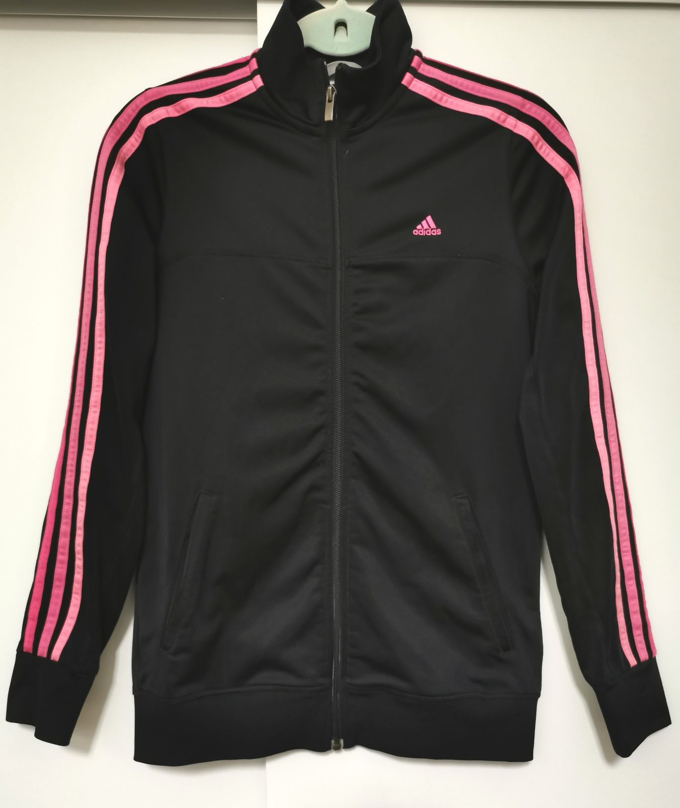 Casaco Adidas preto com listas rosa para adolescente