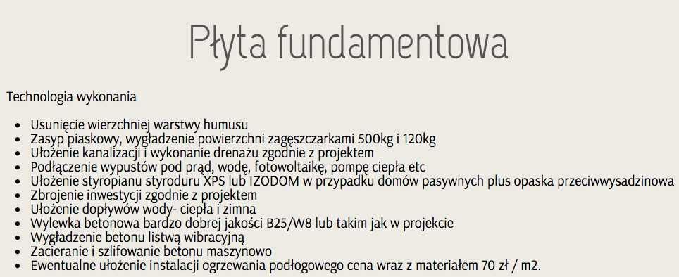 Fundamenty. Płyta fundamentowa, ławy fundamentowe. Wolne terminy