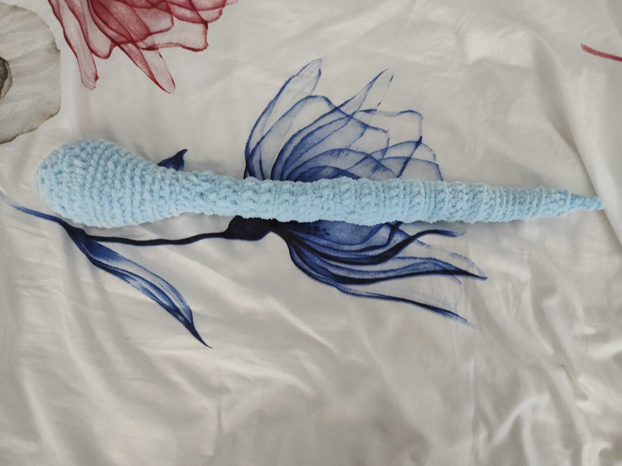 Maskotka na szydełku wąż niebieski handmade 50 cm