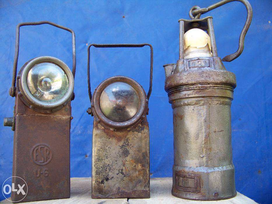 Stara kopalniana latarka lampa górnicza 3 szt.