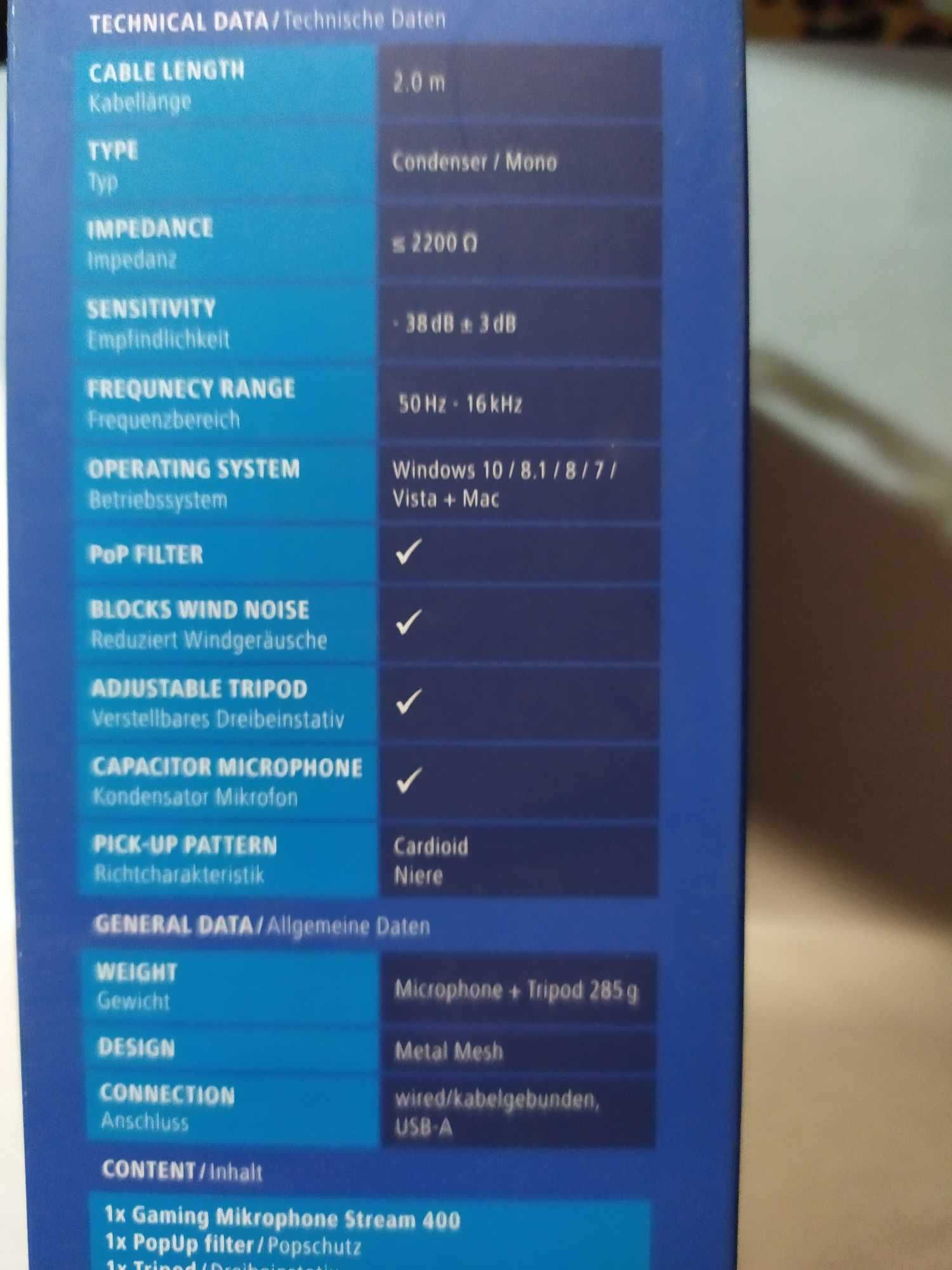 Mikrofon HAMA uRage Stream 400 Plus NOWY