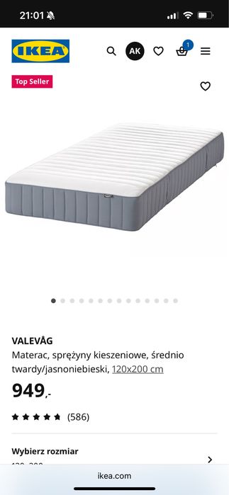 materac IKEA Valevag 120x200