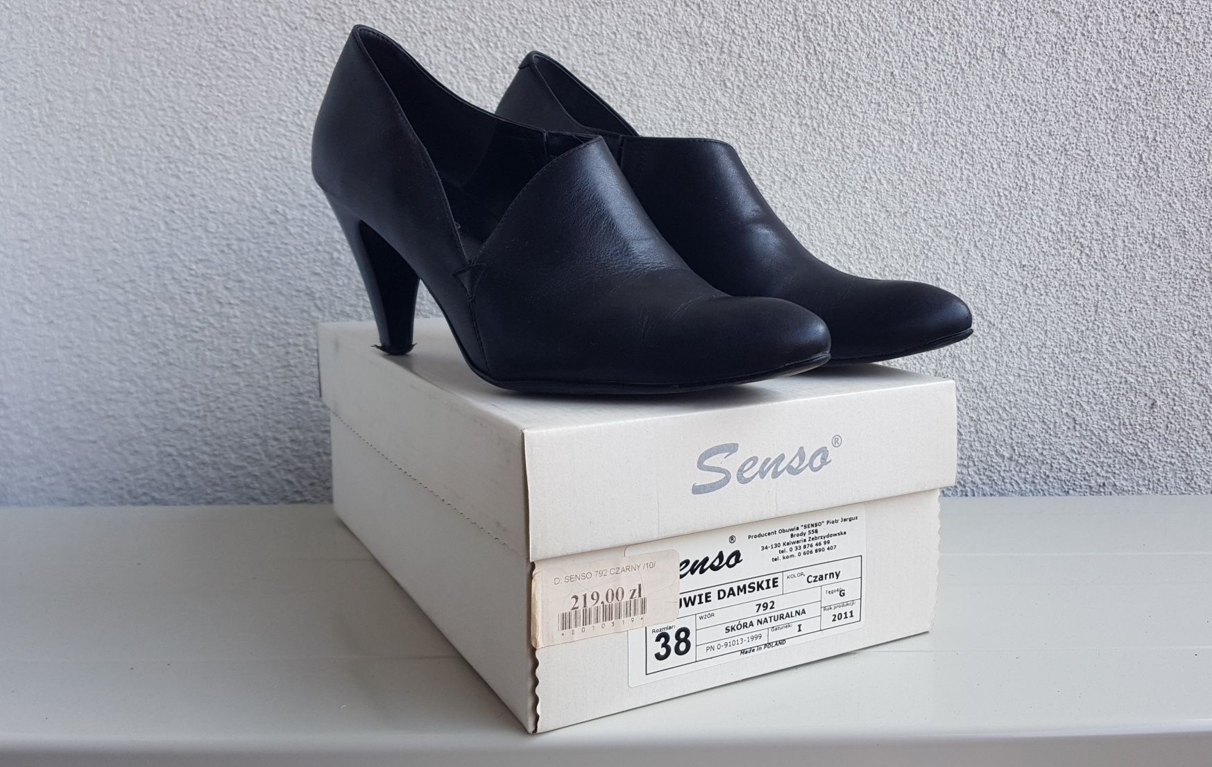 Skórzane botki na obcasie, 38