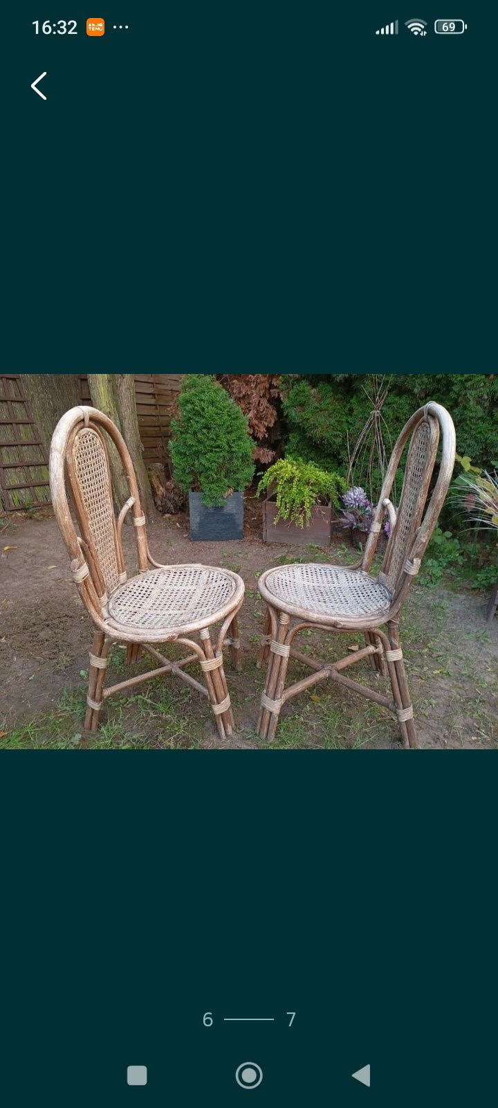 2 śliczne oryginalne krzesła rattan, bambus w stylu Boho