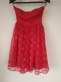 koronkowa sukienka czerwona, krótka sukienka gorsetowa sukienka s/m