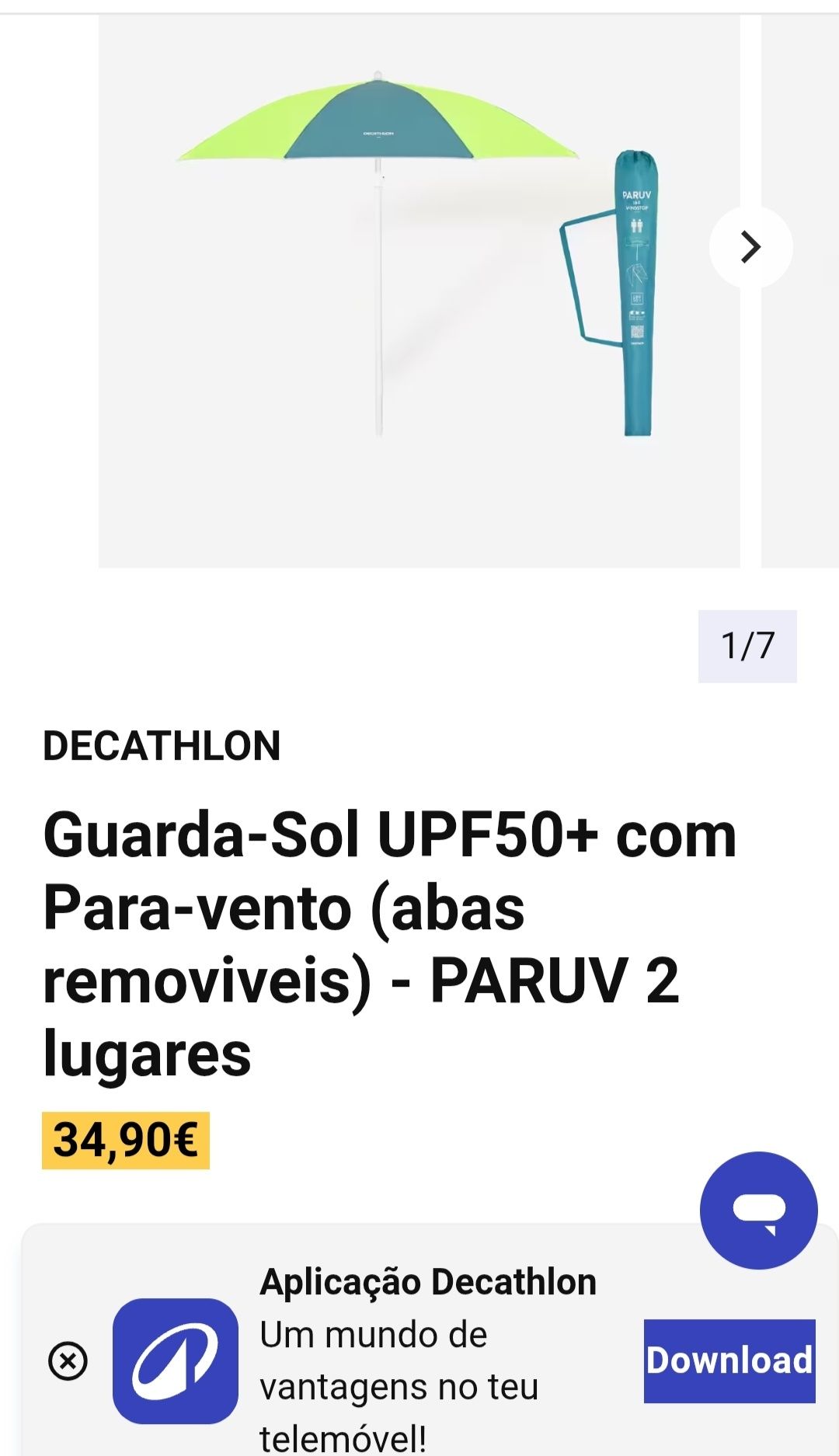 Guarda sol com abas removíveis nova
