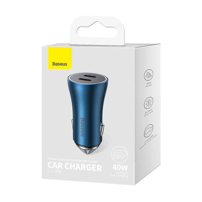 Baseus Contactor Pro ładowarka samochodowa 40W BLUE 2xUSB-C Sklep Wwa