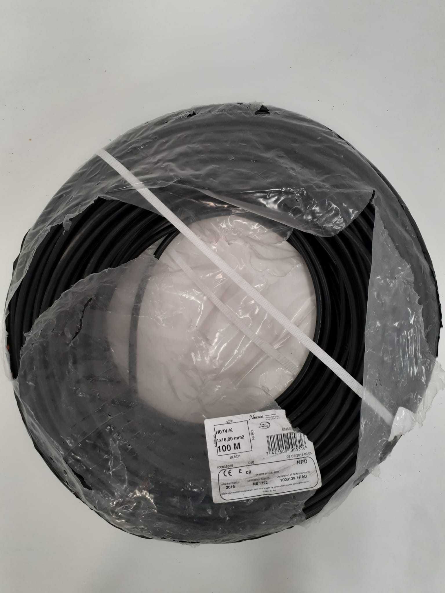 Rolo de Fio H07VK 16mm – 100 Metros – Nexans – NOVO
