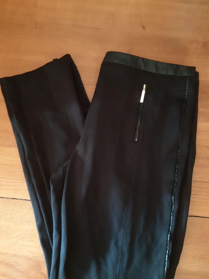 Per Una nowe spodnie elegant styl black elastic skóra r 14 i L/ 40-42