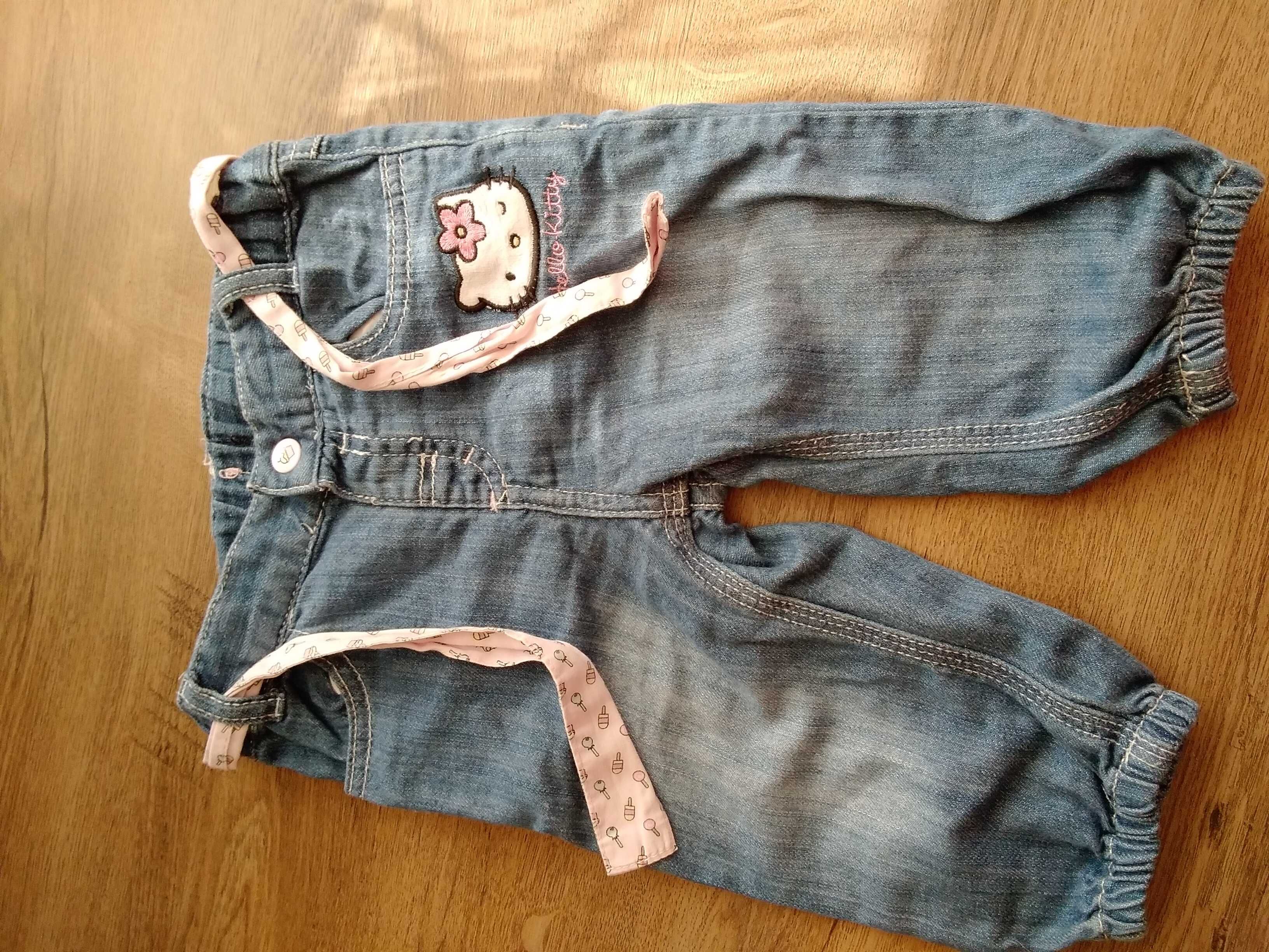 Śliczne jeansowe spodnie Hello Kitty firmy H&M, 74, jak nowe