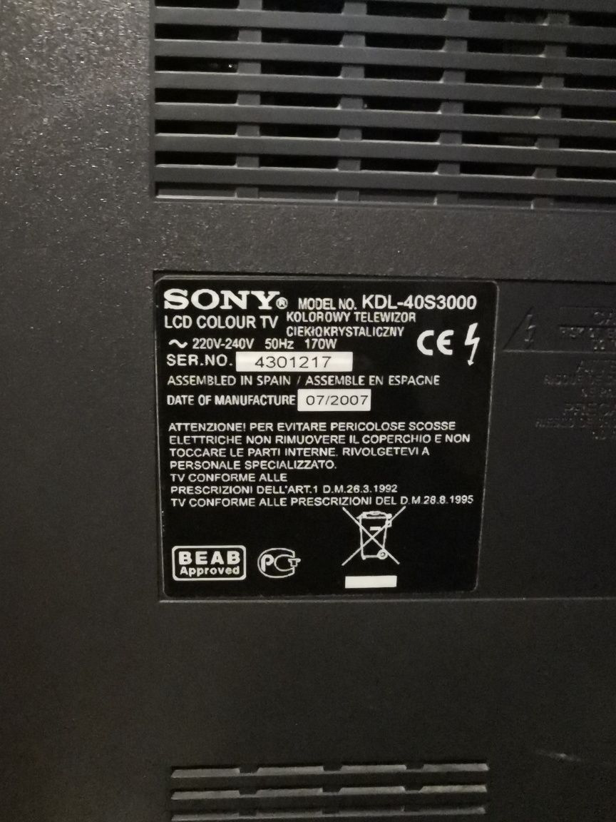 Tv Sony kdl 40 S3000