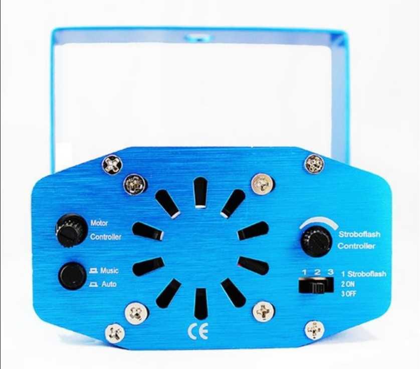 Laser Projektor Disco Czujnik Dzwięku Mikrofon Stroboskop Regulacja