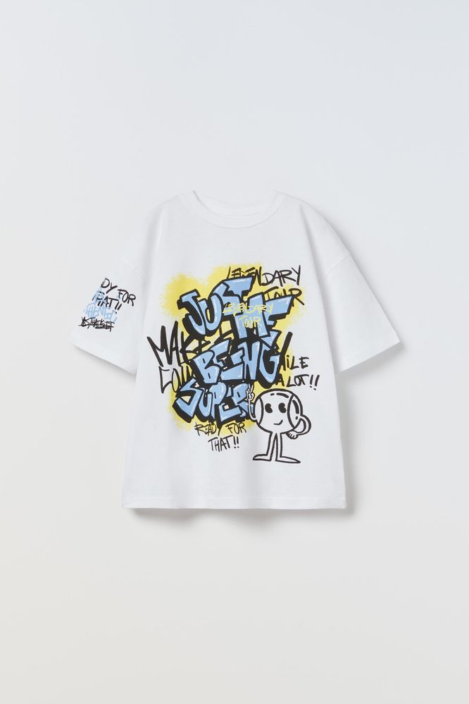 Оверсайз футболка графіті zara, колекція 2024, на 140 см (9-10 р)