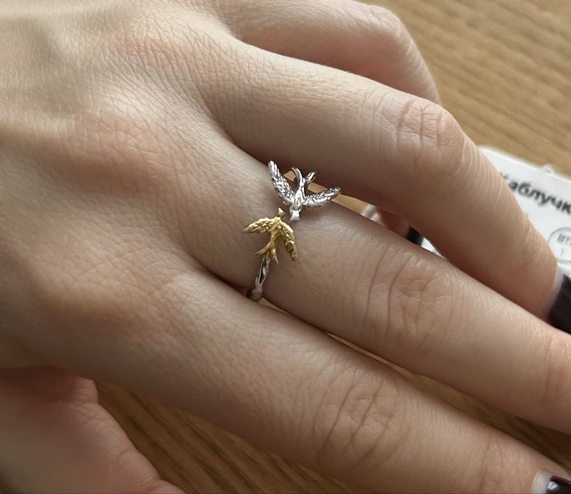 Колечко срібне "Птахи"