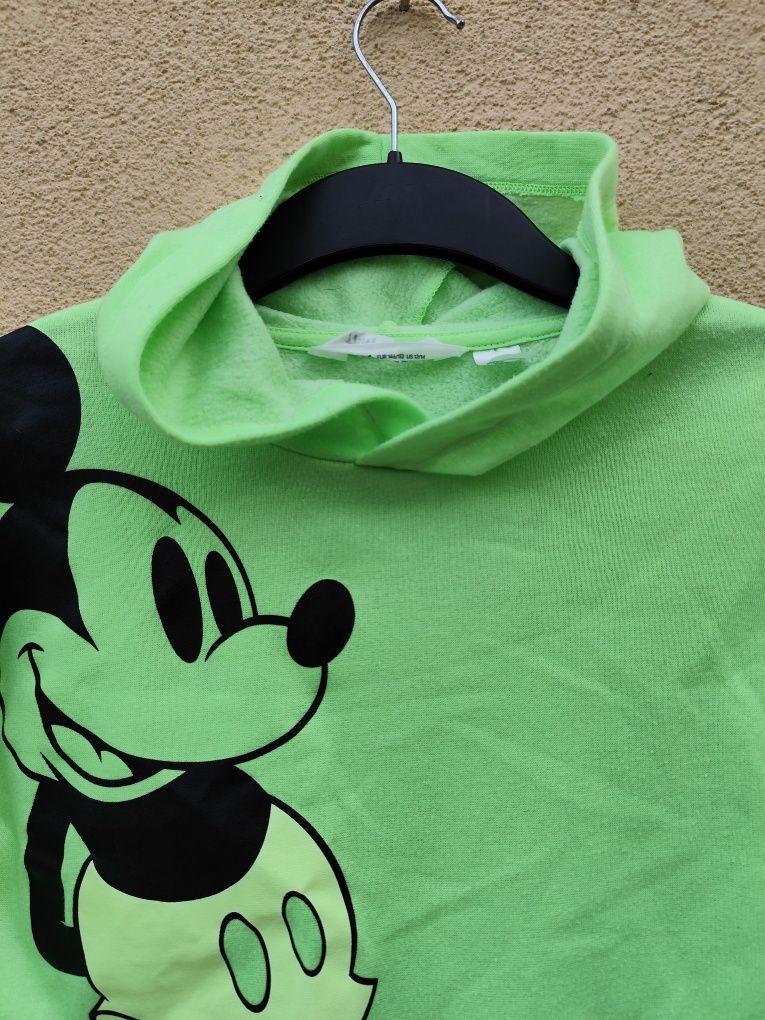 Zielona bluza młodzieżowa h&m Mickey mouse neon 146 152