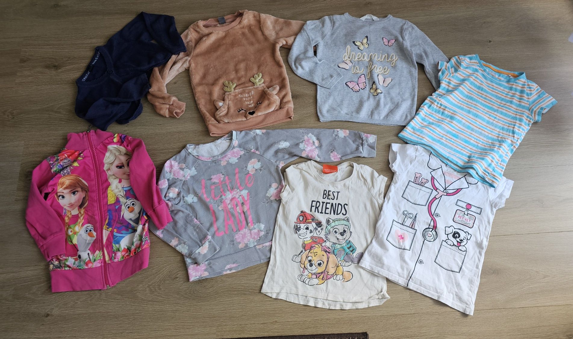 Paka ubrań dziewczęcych rozm. 116 bluzy, koszulki, bolerko